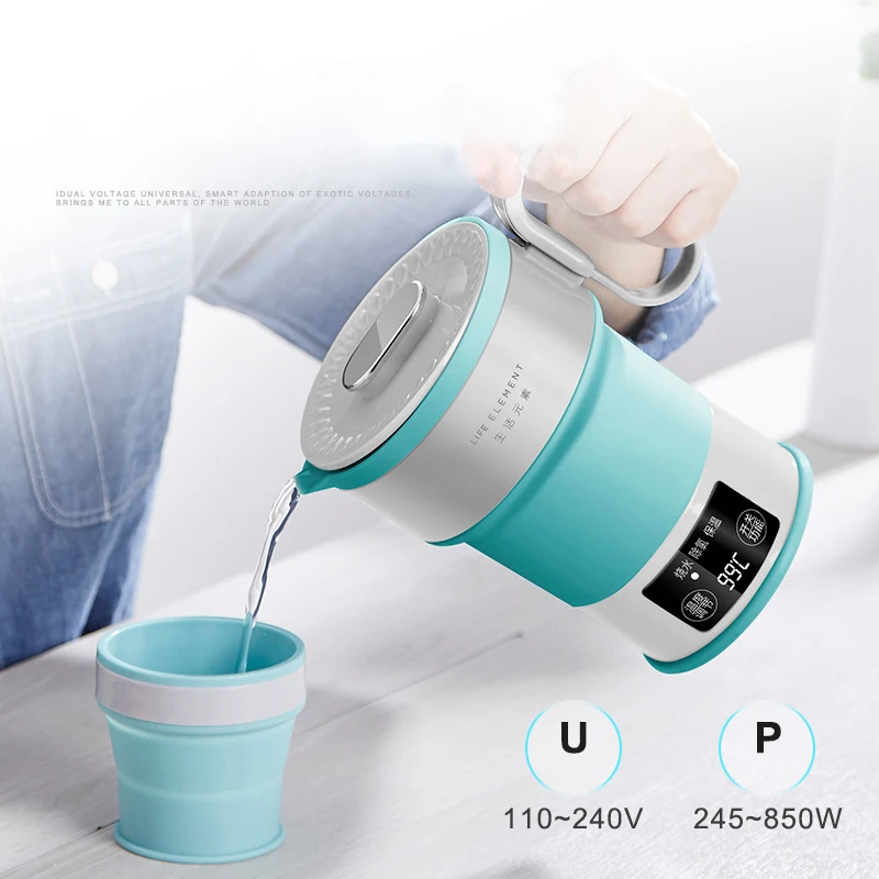 110-220V Electric Mini Travel Kettle Silicone Foldable Automatic Power-off Camping Portable Water Boiler With Cup Electric