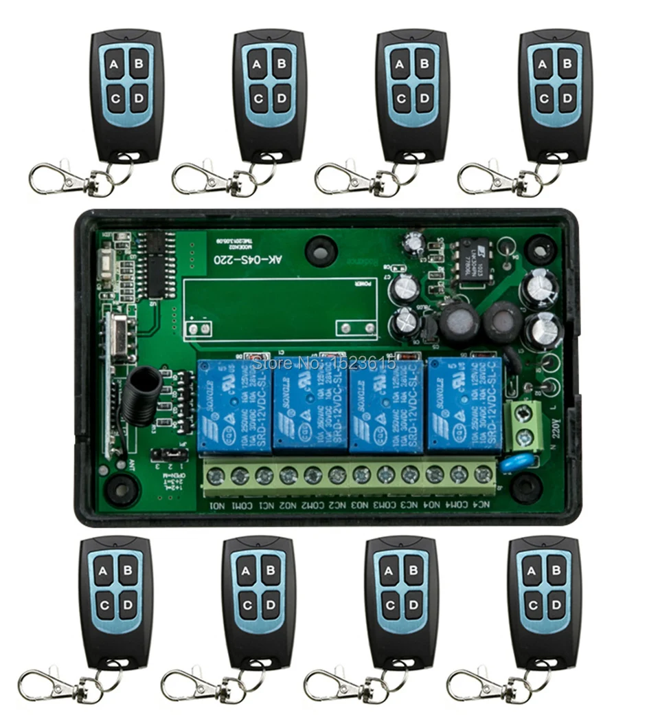 

AC 85V 110V 220V 250V 4CH RF Wireless Remote Control System Radio Wireless Lighting Switch 315Mhz/433Mhz Receiver Transmitter