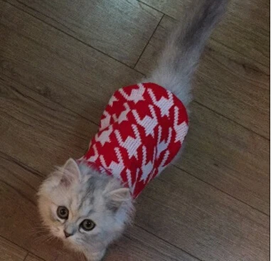 Классический свитер с узором «гусиная лапка» для маленьких кошек, свитер для питомцев, джемпер, пальто для щенков, одежда для кошек, Ragdoll, канадский, без волос, британский, короткошерстный