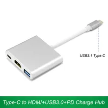 USB Type-C to HDMI USB3.0+PD Charge Hub Type C video data Adapter USB-C Converter for Macbook Chromebook Dell XPS 12/13