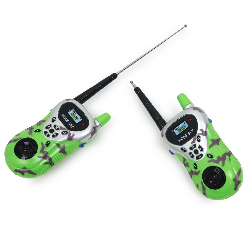 2 x Kids Plastic Two-Way Radio, Electronic Walkie Talkie Interphone Toy for Long Way Communication - Green 