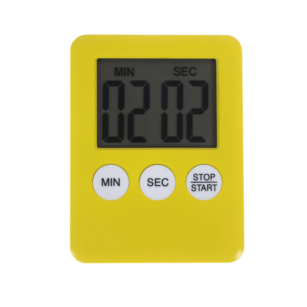 Горячая Новинка 1 шт 3 цвета супер тонкий lcd цифровой экран кухонный таймер квадратный кухонный будильник прямого и обратного счета магнитные часы - Цвет: yellow