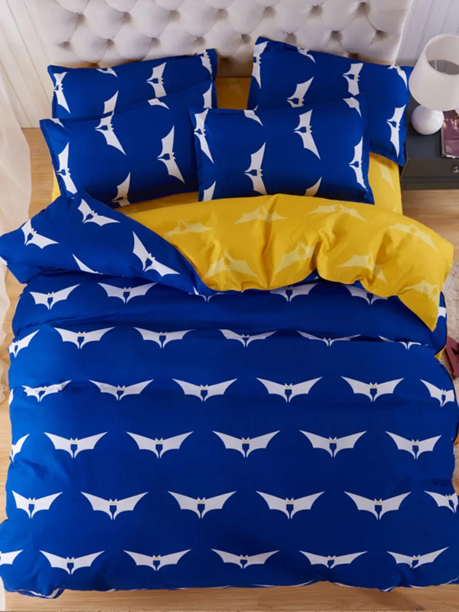 

4Pcs Bed Cover Set Modern Design Bat Cartoon Comfortable Sheet Cover