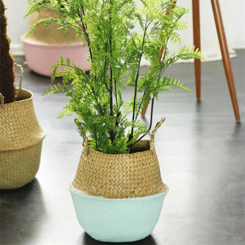 Винтажная плетеная корзина для цветов, складной цветочный горшок, складной стол для дома, соломенная плетеная искусственная Цветочная ваза
