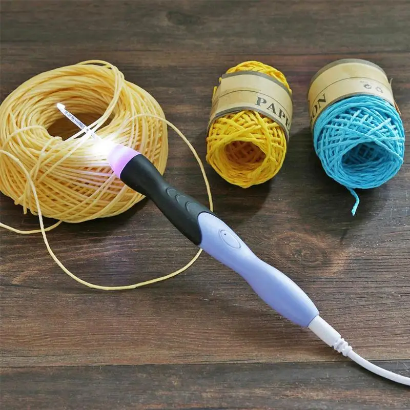 9 в 1 светящиеся крючки вязальные Вязание иглы USB Перезаряжаемый светодиодный вязальные инструменты DIY вязание свитер Швейные аксессуары