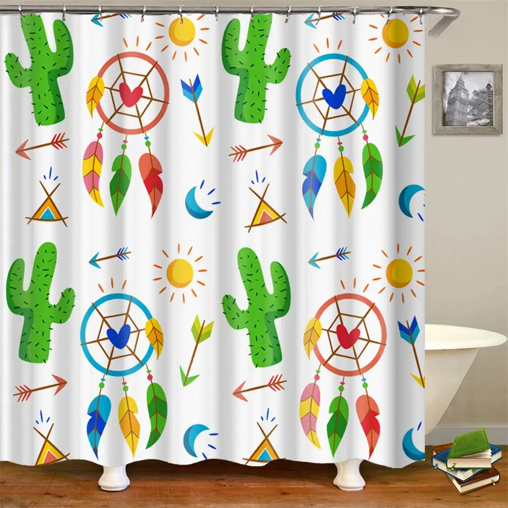Дети Cartooon Ванная комната Душ шторы модный дизайн сова кактус якорь штора для ванной шторка для ванной - Цвет: 22381