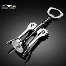 1 pcs Stainless Steel Bottle Wine Vinho Opener Waiter Metal Wine Corkscrew Bottle Handle Opener Corkscrews stainless steel wine beer bottle opener with wood handle