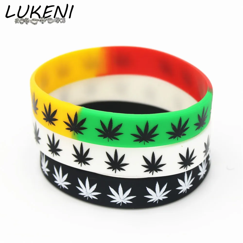 3 шт. силиконовые браслеты LUKENI с листьями ямайски травой расты регги черные белые