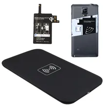 Qi беспроводной зарядный коврик с приемником, набор тегов для samsung Galaxy Note 4, зарядное устройство для мобильного телефона, зарядный адаптер, док-станция
