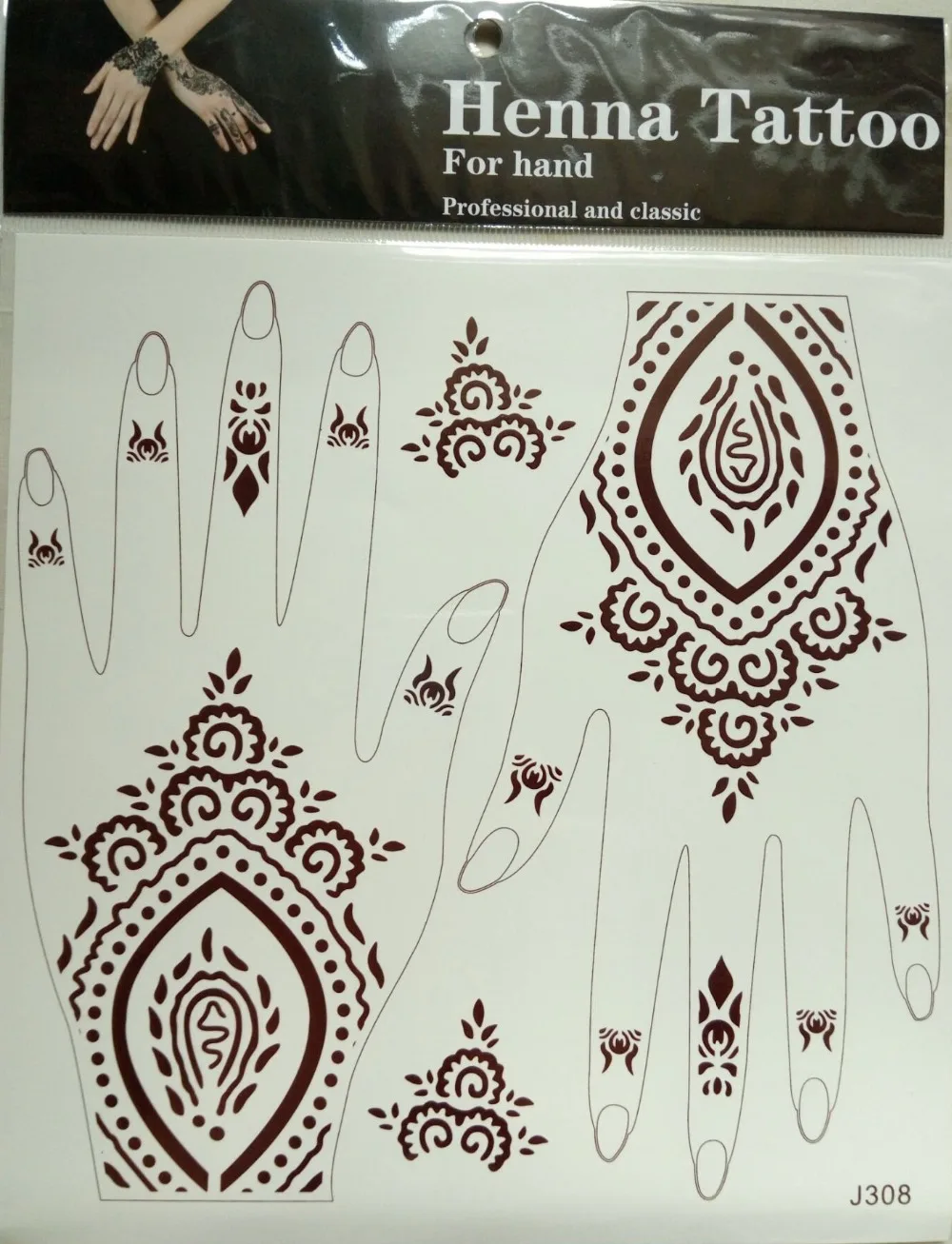 Online Shop 110 Pcs Sementara Brown Henna Tattoo Untuk Tangan