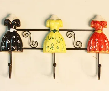 

Free Shipping! Vintage Style Fashion Model Coat Hook Iron Hook Wall Hanger Rural Style Metal & Wooden Hook Home Decoration W1034