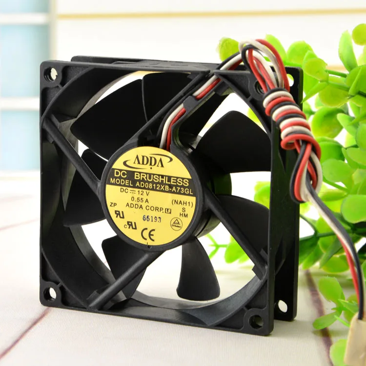 Оригинальный вентилятор охлаждения ADDA AD0812XB A73GL 12V 0.55A 8025 8 см 3 провода|cooling fan|chassis