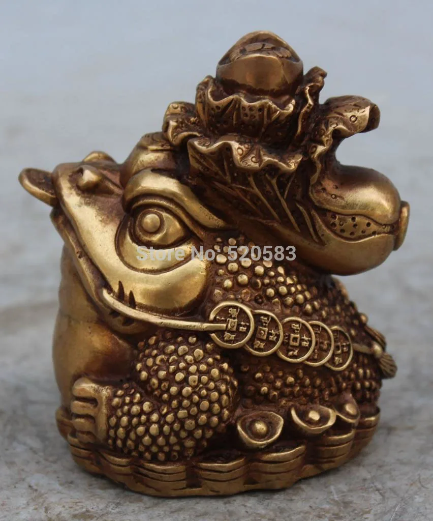 

Chinese Bronze Wealth Money Jin Chan Gold Cicada Spittor Baicai Cabbage Statue