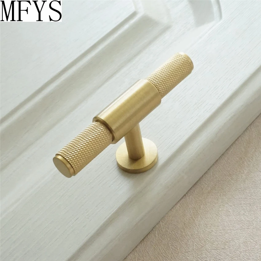 T Bar Knobs Pulls Brushed Gold Brass Dresser Drawer Knobs Pulls