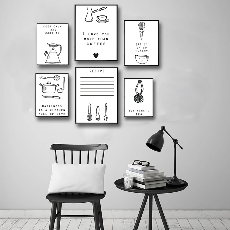 

Modular Nordic Prints Kitchenware Letters Pictures Home Decoration Paintings For Kitchen Simple Style Canvas Posters Wall Art