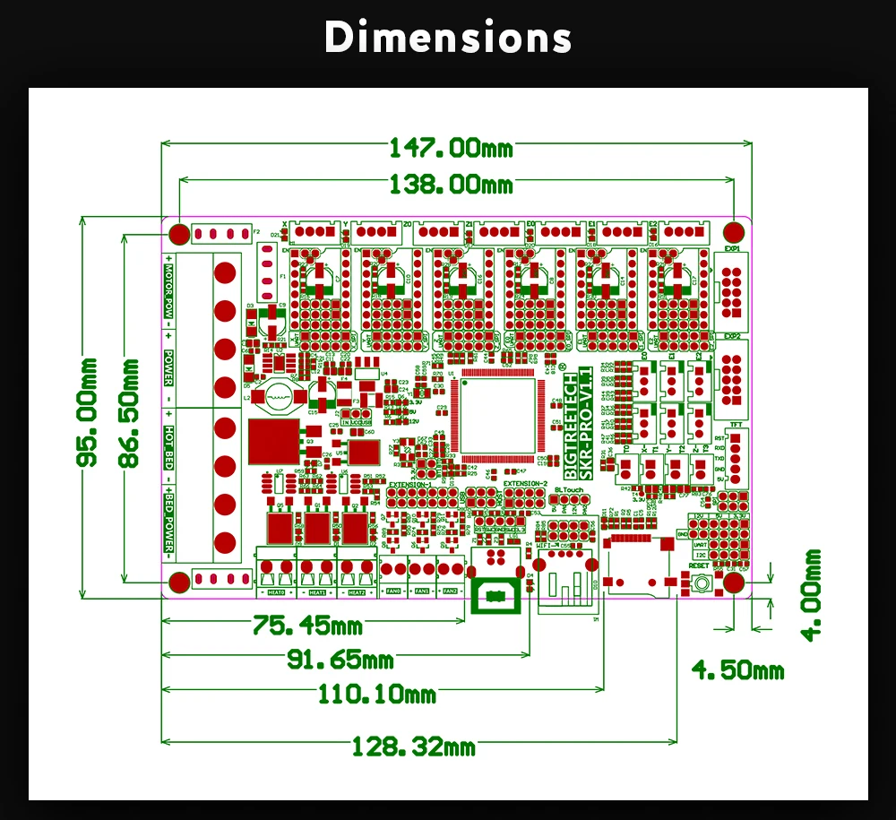 Bigtreetech Skr Pro Placa de Controle para Tmc2208 V1.1 Tmc2130 Uart Spi Upgrade 32 Bit Cnc 3d Placa da Impressora Dupla z -eixo Skr V1.3 5 32 bit placa impressora 3d duplo z skr v1.3 cnc