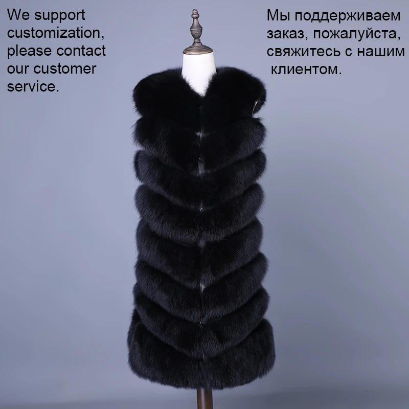 

2018 Real Fox Fur Vest Natural Fox Fur Jacket for Women Long Thick Warm Fluffy Winter Coat Women Luxury Girls Winterjas Dames