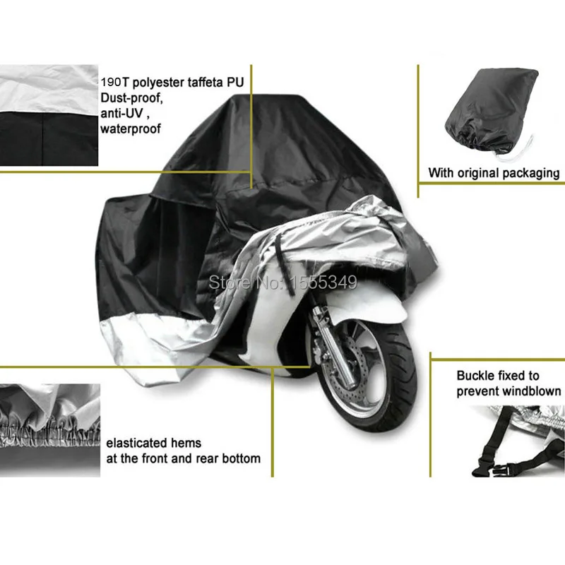 Motorcycle Motor Cover XXL Waterproof Outdoor Rain Dust Protector Black US Ship