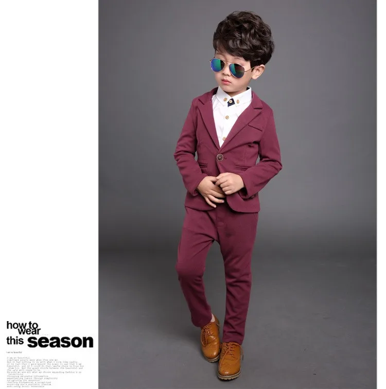 

2017 New Children Boys Suits Kids Blazer Boys Formal Suit For Wedding Boys Clothes Set Jackets Blazer+Pants 2pcs 3-10Y