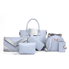 Woman 6 piece Handbags Sets for Women Bags Fashion 2016 Large Tote Crocodile Bag Ladies Handbag Famous Brands Bolsas Mujer N182