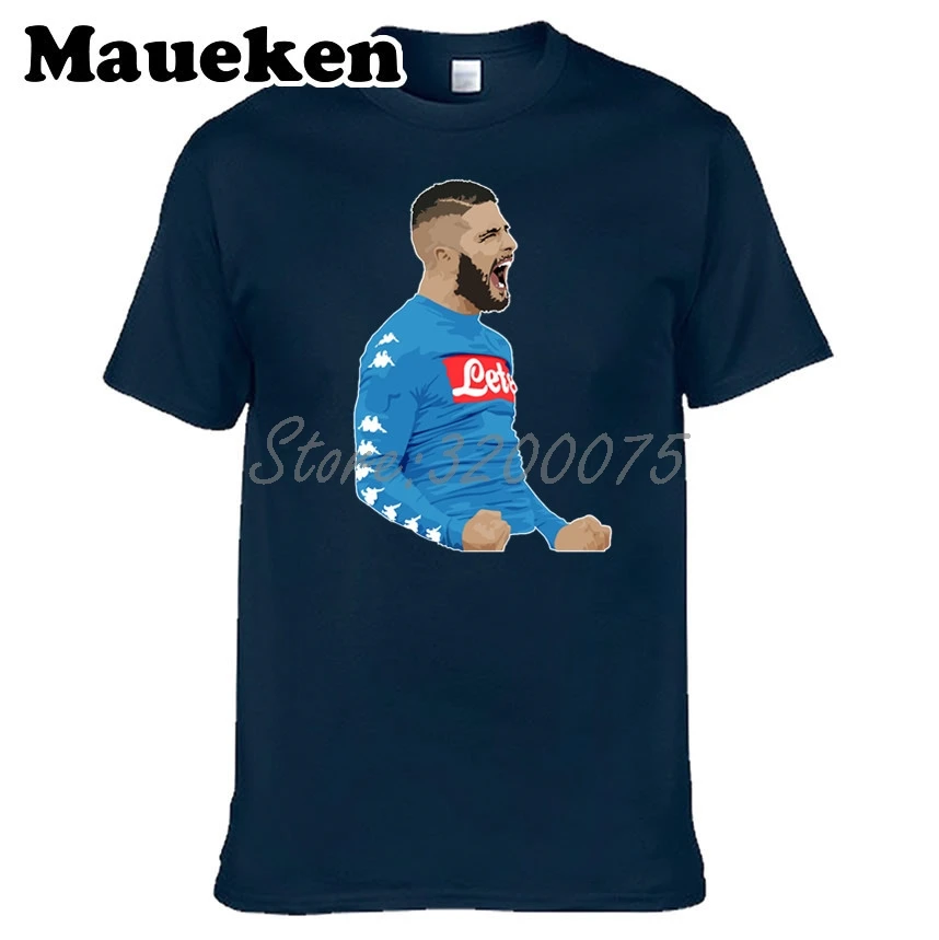 Мужская футболка Lorenzo Insigne 24 итальянская для фанатов Napoli Naples с круглым вырезом