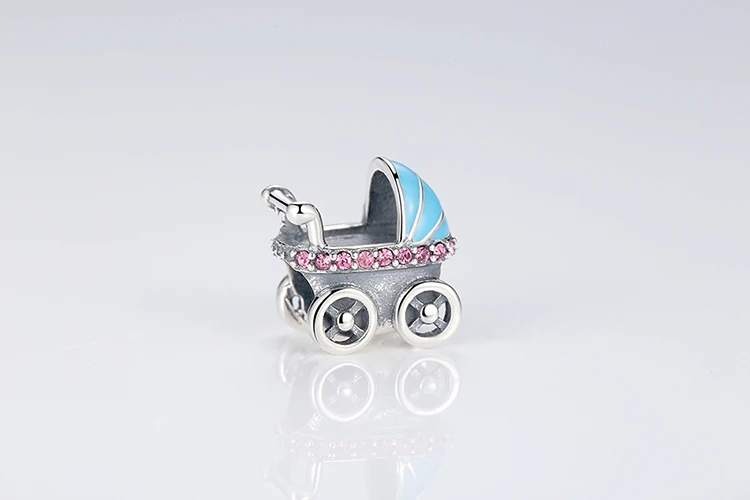 Горячая 925 пробы Soild серебряный шарм в виде детской коляски Бусины Подходят WST браслет Аутентичные DIY Ювелирные изделия CQC010