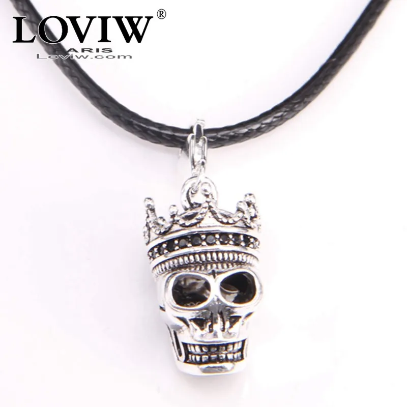 

skull 925 sterling silver Pendant & Faux Leather Necklace, Jewelry for Men Women thomas sabor party jewellery