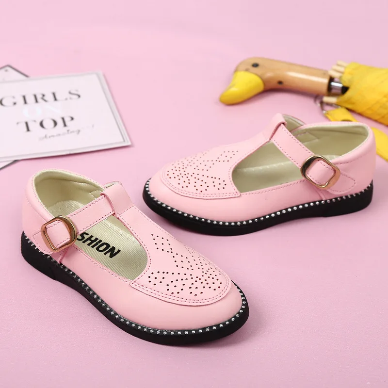 2019 Children's Shoes for Girls PU Leather Single Shoes Summer Hollow Out Sandals Kids Princesses Casual Shoes School Sneakers