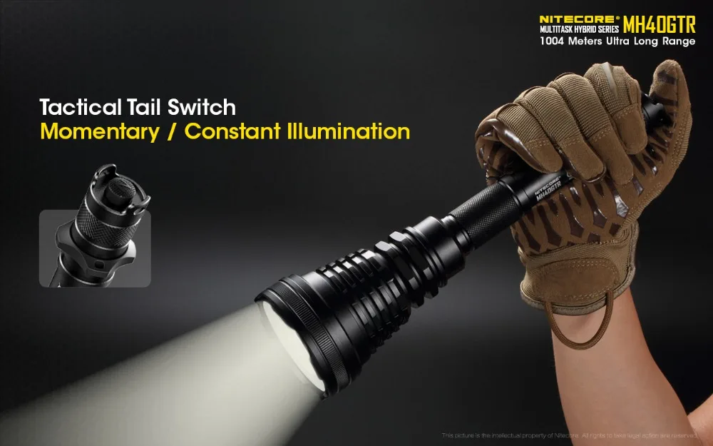 Lanterna por 18650 Nitecore Lanterna Cree Xp-l oi v3 1200 Lúmen 1004m Caça Busca Tocha Bateria Mh40gtr Led 6 Luzes e Iluminação