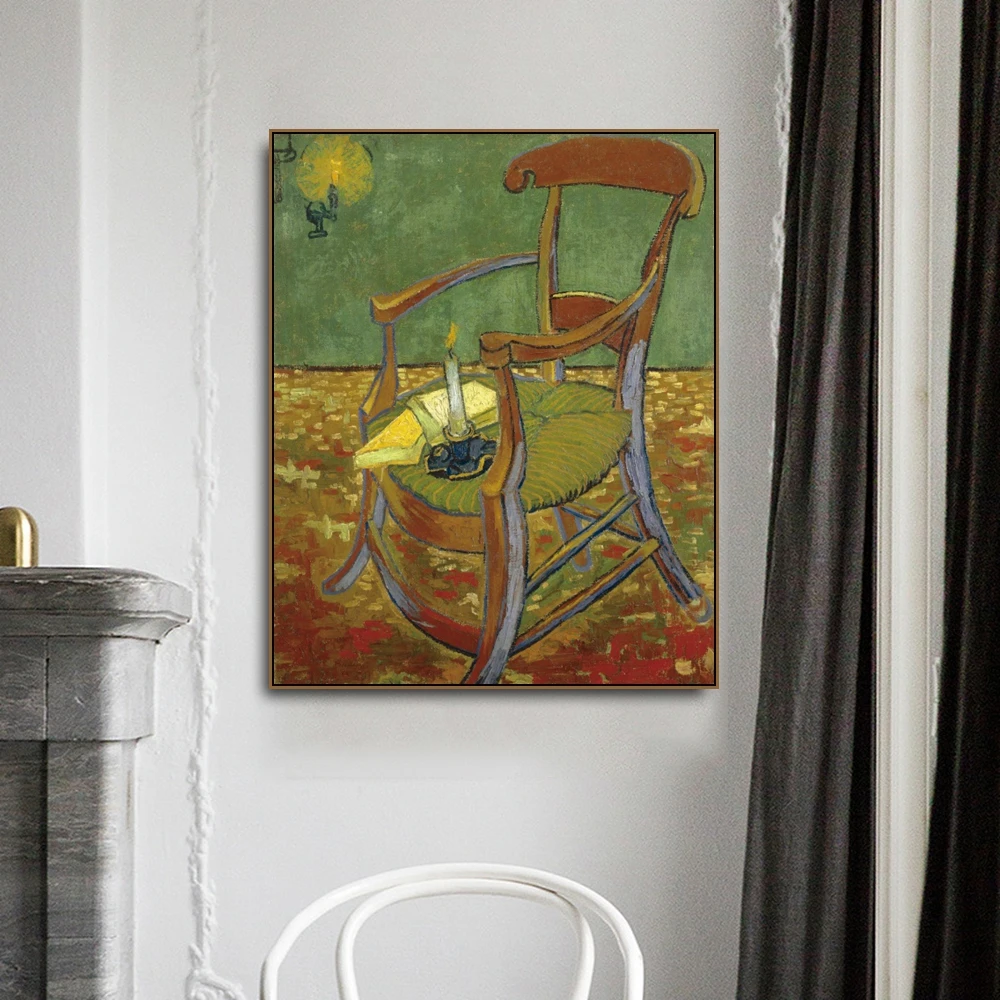 

Gauguin's chair by Vincent Von Gogh Poster Print Canvas Painting Calligraphy Home Decor Wall Art Picture for Living Room Bedroom