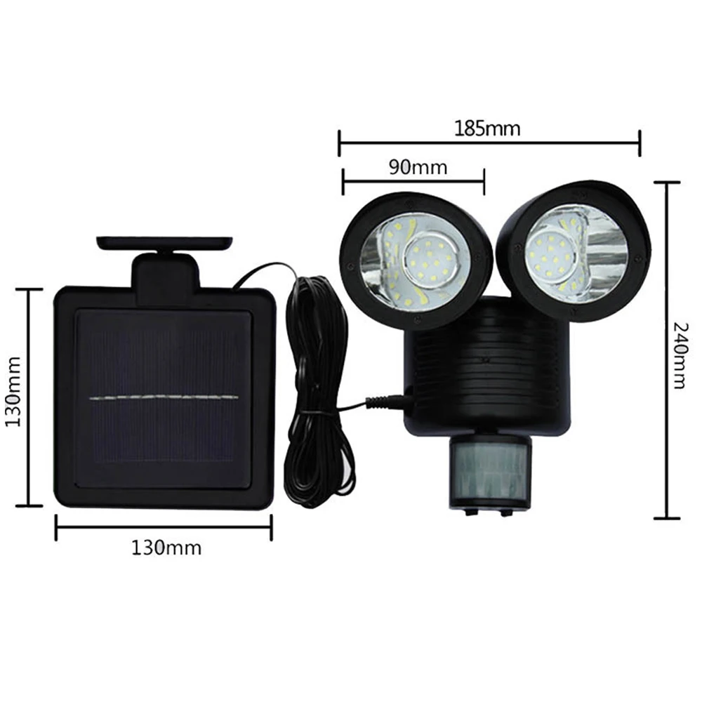 Cabeças de Luz Parede de Luz Sensor de Movimento Água ao ar Holofotes de Segurança Pir à Prova Levou Rotable Duas Solar d' Livre Indoor Jardim Quintal Noite 22 18 Cheap Lâmpadas solares