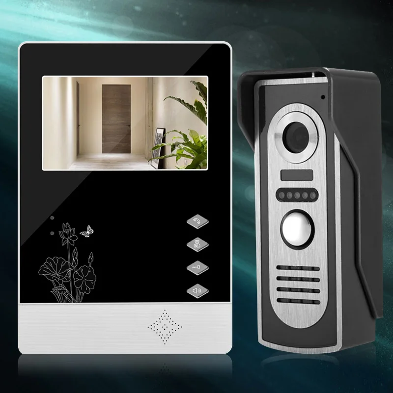 

4.3 inch TFT- LCD video intercom doorbell system 1 monitor screen door phone+1 IR night vision outdoor camera metal interphone