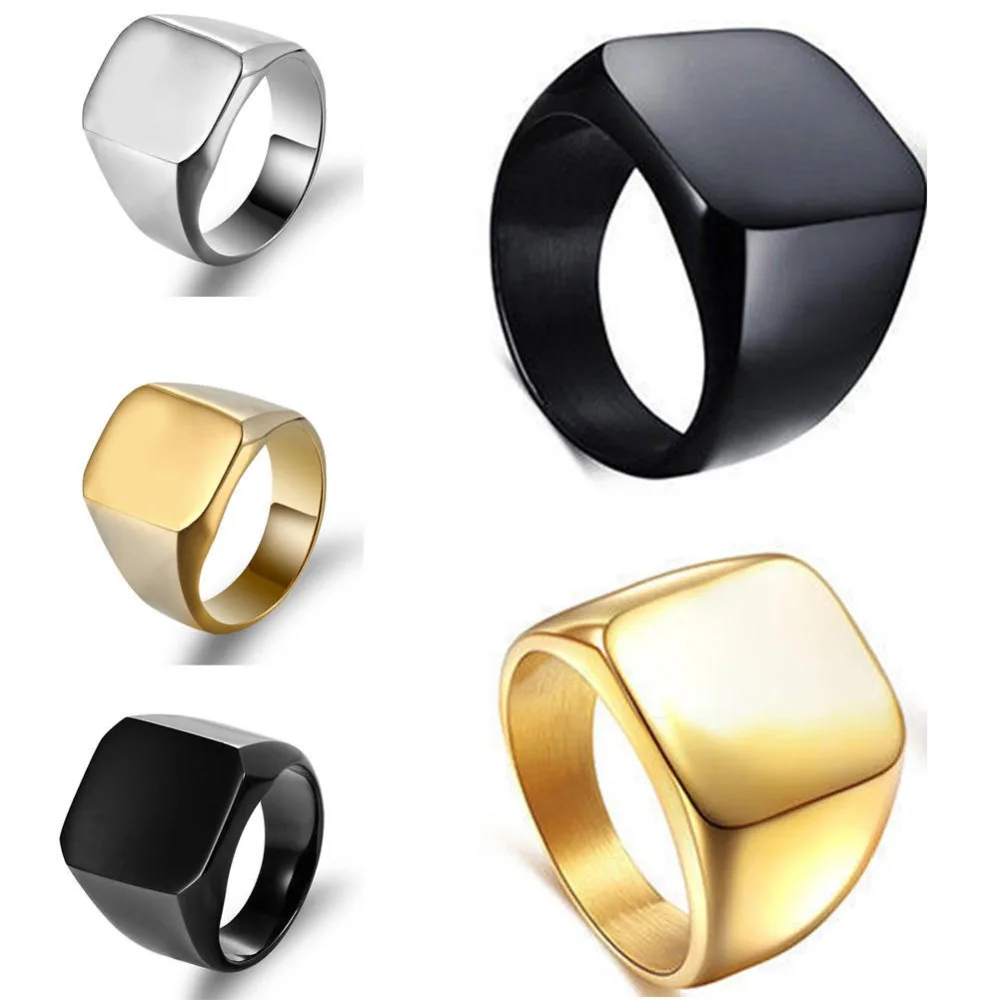 

QianBei Wholesale 1PCS Solid Polished Alloy Men Simple Ring Wedding Gift