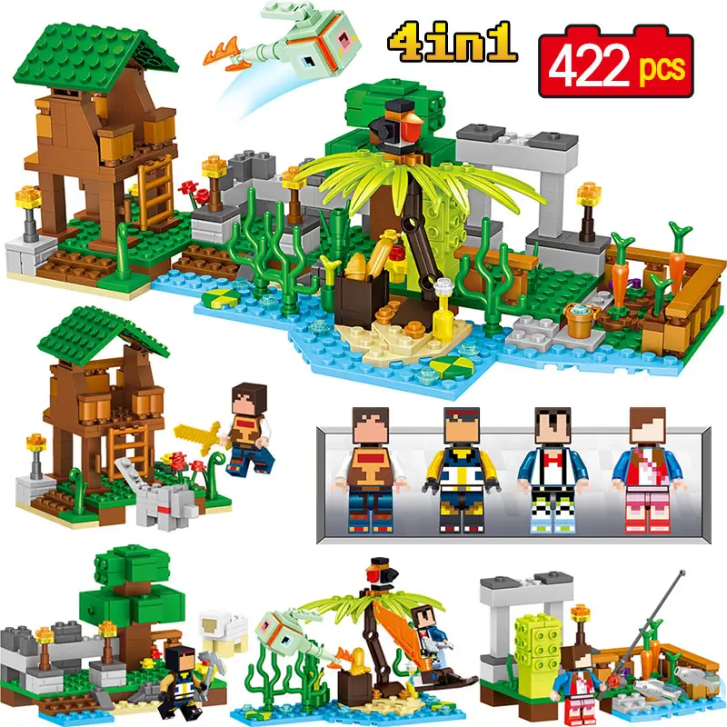 

422pcs My World Compatible LegoINGLY Minecrafted Building Block My Village Bricks educational Action Figures toys gifts