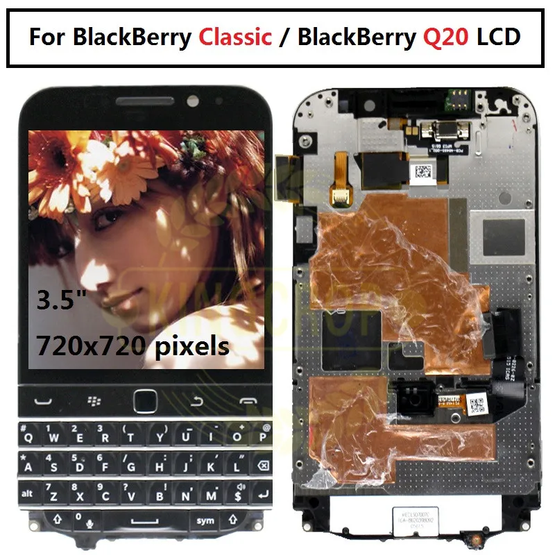

For BlackBerry Q20 LCD with bezle frame Keyboard Display Touch Screen Digitizer Assembly For BlackBerry Classic Replacement
