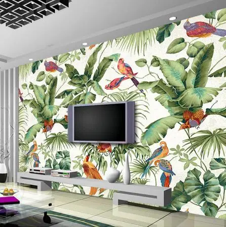 3D ستيريو الاستوائية حديقة زهرة الطيور نمط اللوحة خلفيات نوم التلفزيون خلفية شخصية خلفية جدارية