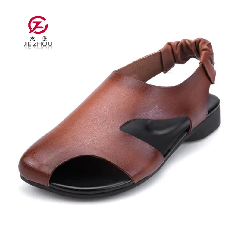

Women Flat Summer Sandals Ladies Gladiator Peep Toe Elastic Band Fashion Sandals Rome Style Genuine Leather Casual Footwear