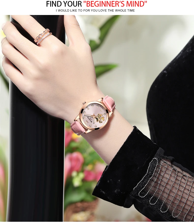 ladies watch heart-shaped hollow fully automatic mechanical watch luminous waterproof fashion personality watch female models