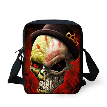 

ThiKin Cool Skull Printed Messenger Bag for Men Casual Mini Shoulder Bag Crossbody Bags High Quality Kids Boys Travel Sac