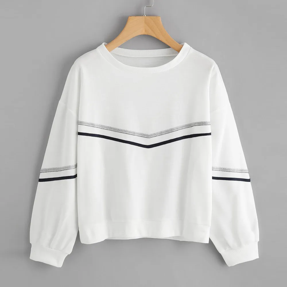 

Womans Sweatshirt Long Sleeve Stripe Newest O-Neck Pullover Plus Size Sweatshirts Women Clothes for Winter felpa donna inverno
