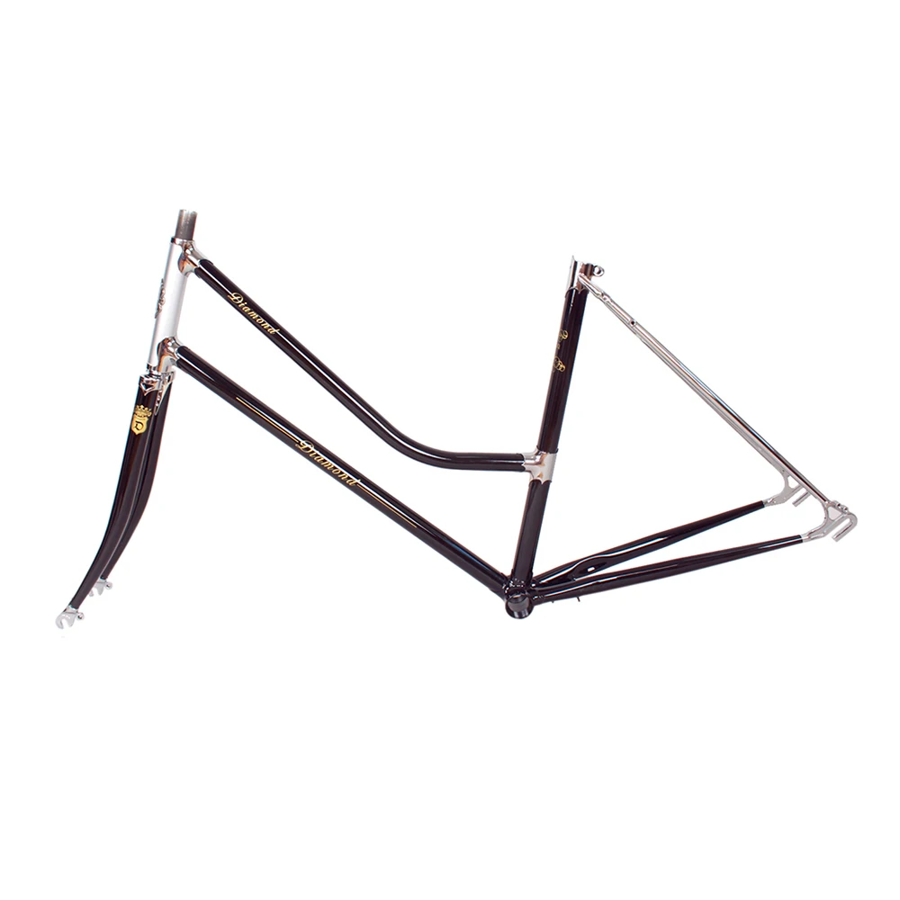Дамская рама для шоссейного велосипеда 4130 хромированная молибденовая велосипедная Рама 49 см 51 см рама для шоссейного велосипеда индивидуального цвета - Цвет: Черный