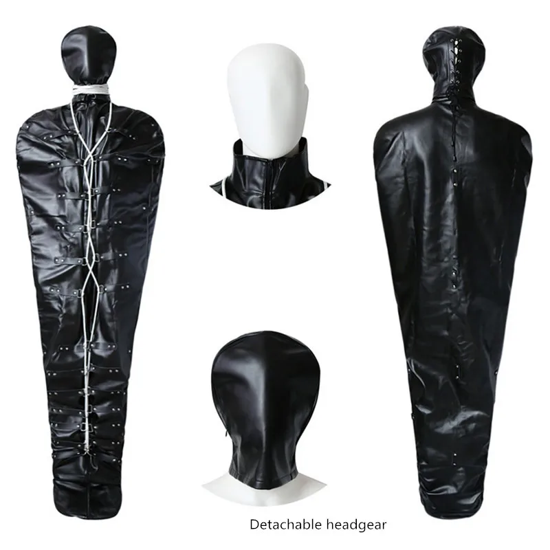 New PU Leather Full Body BDSM Bondage Sleeping Bag Fetish Restraint Slave Headgear Sex Toys For Couples Adult Game Sex Product New PU Leather Full Body BDSM Bondage Sleeping Bag Fetish Restraint Slave Headgear Sex Toys For Couples Adult Game Sex Product