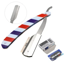 Складной Безопасный прямой край бритья Бритвы парикмахерские лезвия для бритвы нож инструмент для удаления волос с 10 лезвиями для мужчин