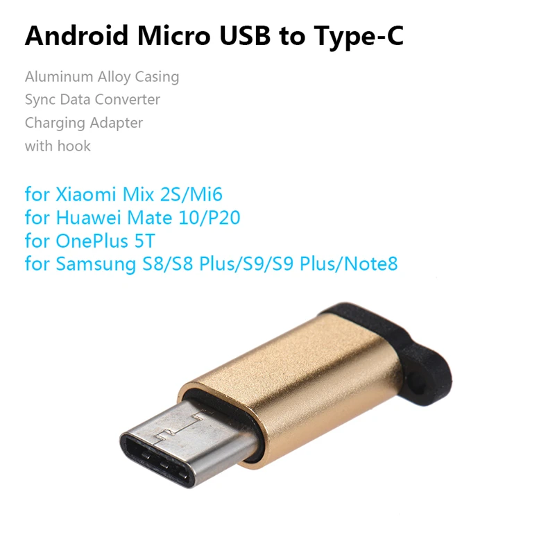 Алюминиевый сплав Android Micro USB Женский тип-c USB-C Мужской конвертер синхронизации данных зарядный адаптер совместимый для Xiaomi huawei