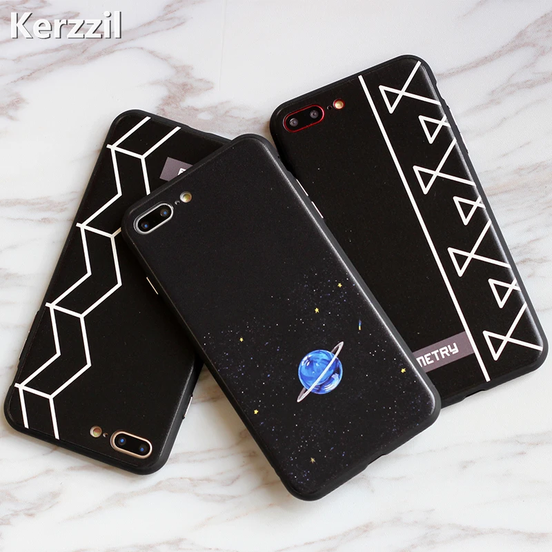 Kerzzil с милым рисунком кота Телефон чехол для iPhone 7 6 s модные синие земли Геометрия