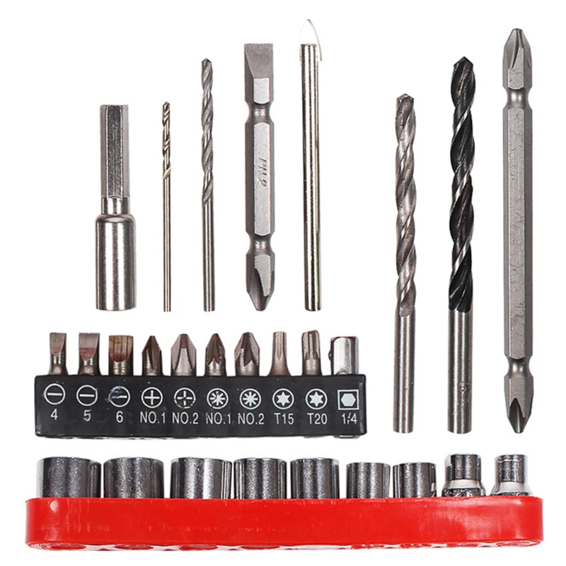 

27PC Screwdriver Bits Drill Bits Socket Combo Plus Extension Rod Set Accessory For Electric Screwdriver