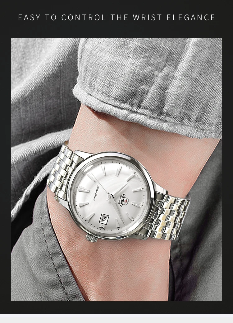 Оригинальные Ориент мужские часы классические автоматические механические часы деловые повседневные Простые механические наручные часы