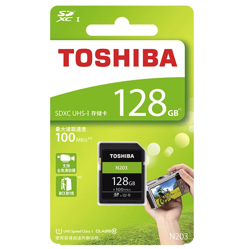 TOSHIBA SD карта, 32 ГБ, 64 ГБ, 128 ГБ SDHC UHS-I U1 флэш-память SD карта Class10 100 МБ/с. Камера карта для Full HD Canon sony