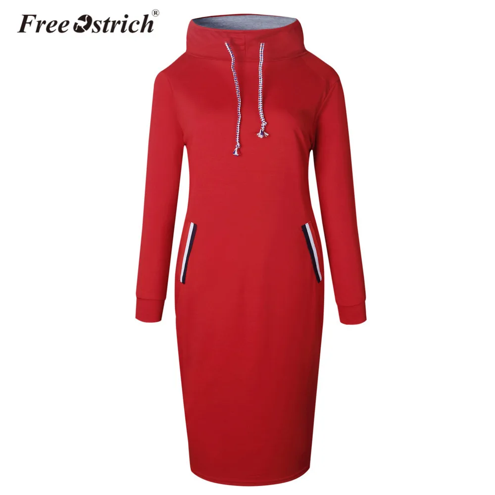 

Free Ostrich Dress Autumn Full Sleeve Knee-Length Solid Straight Winter Dress Casual Vestidos De Fiesta L0630