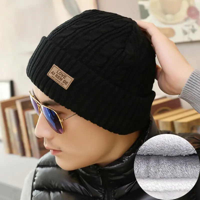 Wool Fleece Inside Winter Hats for Men Super Warm Double Layer Thicken
